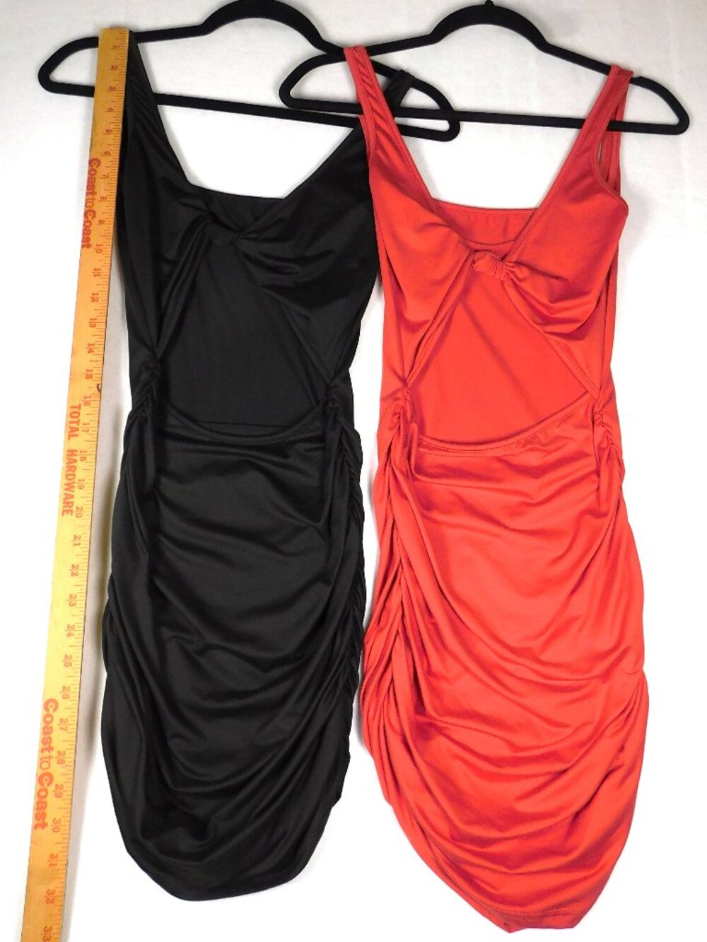 2 Womens Small Sleeveless Ruched Bodycon Sexy Backless Party Dresses Black & Red